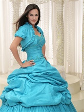 Sweetheart Aqua Taffeta Sweet 16 Quinceanera Dress With Jacket