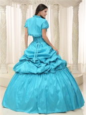 Sweetheart Aqua Taffeta Sweet 16 Quinceanera Dress With Jacket