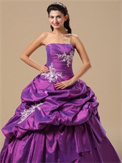Recommend Purple Taffeta Bluging Skirt Quinceanera Gowns Concert