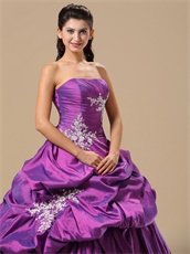 Recommend Purple Taffeta Bluging Skirt Quinceanera Gowns Concert