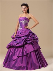 Recommend Purple Taffeta Bluging Skirt Quinceanera Gowns Concert