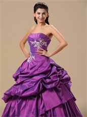 Recommend Purple Taffeta Bluging Skirt Quinceanera Gowns Concert