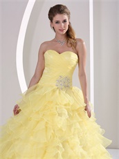 Princess Daffodil Dense Ruffles Quinceaners Ball Gowns For Military Ball