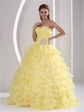 Princess Daffodil Dense Ruffles Quinceaners Ball Gowns For Military Ball