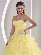 Princess Daffodil Dense Ruffles Quinceaners Ball Gowns For Military Ball