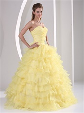 Princess Daffodil Dense Ruffles Quinceaners Ball Gowns For Military Ball