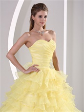 Princess Daffodil Dense Ruffles Quinceaners Ball Gowns For Military Ball