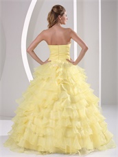 Princess Daffodil Dense Ruffles Quinceaners Ball Gowns For Military Ball