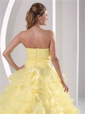 Princess Daffodil Dense Ruffles Quinceaners Ball Gowns For Military Ball