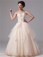 Pretty Pearl Champagne Puffy Ball Gown Skirt Side Hang Up