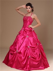 Halter Basque Bluging Skirt Fuchsia Quinceanera Dresss Halloween Basque