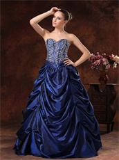 Traditional Dark Royal Blue Taffeta Bubble Not Puffy Ball Gown Court