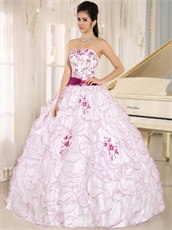 Elegant White Military Ball Gown With Fuchsia Embroidery and Edge