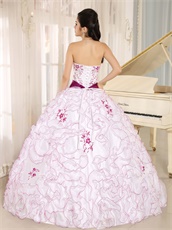 Elegant White Military Ball Gown With Fuchsia Embroidery and Edge