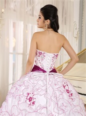 Elegant White Military Ball Gown With Fuchsia Embroidery and Edge