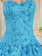 Sweetheart Unique Lace Aqua Blue Quinceanera Ball Gown Birthday Gift