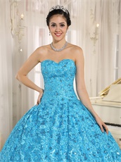 Sweetheart Unique Lace Aqua Blue Quinceanera Ball Gown Birthday Gift