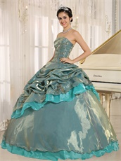 Cheap Strapless Glossy Korea Tulle Court Ball Gown Multi-color