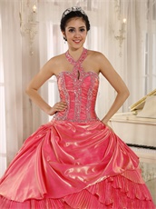 Wrinkled Pleat Crossed Layers Skirt Watermelon Quinceanera Dress Buy