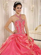 Wrinkled Pleat Crossed Layers Skirt Watermelon Quinceanera Dress Buy