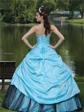 Find Quniceanera Ball Gown Aqua Open Skirt With Black Sparkle Tulle