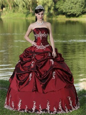 Hot Sell Burgundy Quinceanera Dress Party Wear With Silver Embroidery