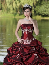 Hot Sell Burgundy Quinceanera Dress Party Wear With Silver Embroidery