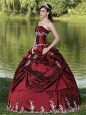 Hot Sell Burgundy Quinceanera Dress Party Wear With Silver Embroidery