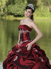 Hot Sell Burgundy Quinceanera Dress Party Wear With Silver Embroidery