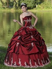 Hot Sell Burgundy Quinceanera Dress Party Wear With Silver Embroidery