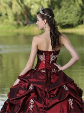 Hot Sell Burgundy Quinceanera Dress Party Wear With Silver Embroidery