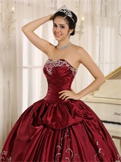 Wine Red And Black Sample Quinceanera Dress Silver Embroidery