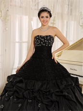 Strapless Black Military Court Gown With Silver Stars Embroidery