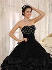 Strapless Black Military Court Gown With Silver Stars Embroidery