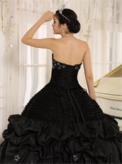 Strapless Black Military Court Gown With Silver Stars Embroidery