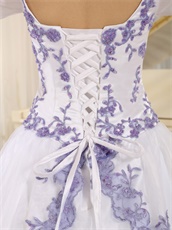 Square Flare Sleeves Winter White Quinceanera Cake Dress With Lavender