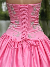 Rose Pink Square Stand Peaked Lapel Quinceanera Dress Embroidery