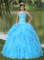 2019 Pretty Quince Thick Ruffles Ball Gown With Fully Beading Bodice