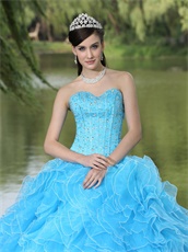 2019 Pretty Quince Thick Ruffles Ball Gown With Fully Beading Bodice