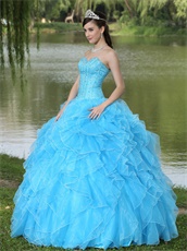 2019 Pretty Quince Thick Ruffles Ball Gown With Fully Beading Bodice