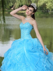 2019 Pretty Quince Thick Ruffles Ball Gown With Fully Beading Bodice