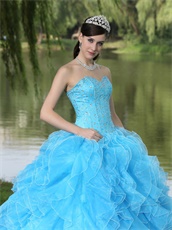 2019 Pretty Quince Thick Ruffles Ball Gown With Fully Beading Bodice