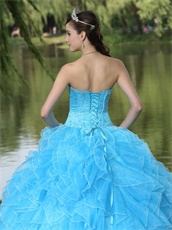 2019 Pretty Quince Thick Ruffles Ball Gown With Fully Beading Bodice