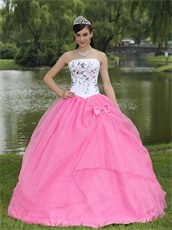 Embroidery Upper Part Hot Pink Skirt Quinceanera Gowns Online Store