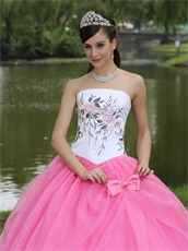 Embroidery Upper Part Hot Pink Skirt Quinceanera Gowns Online Store