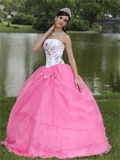 Embroidery Upper Part Hot Pink Skirt Quinceanera Gowns Online Store