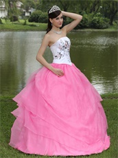 Embroidery Upper Part Hot Pink Skirt Quinceanera Gowns Online Store