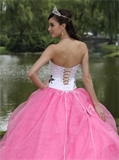 Embroidery Upper Part Hot Pink Skirt Quinceanera Gowns Online Store