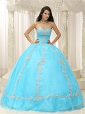 Aqua Designer Prefer Color Puffy Quinceanera Sweet 16 Ball Gown