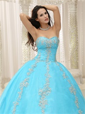 Aqua Designer Prefer Color Puffy Quinceanera Sweet 16 Ball Gown